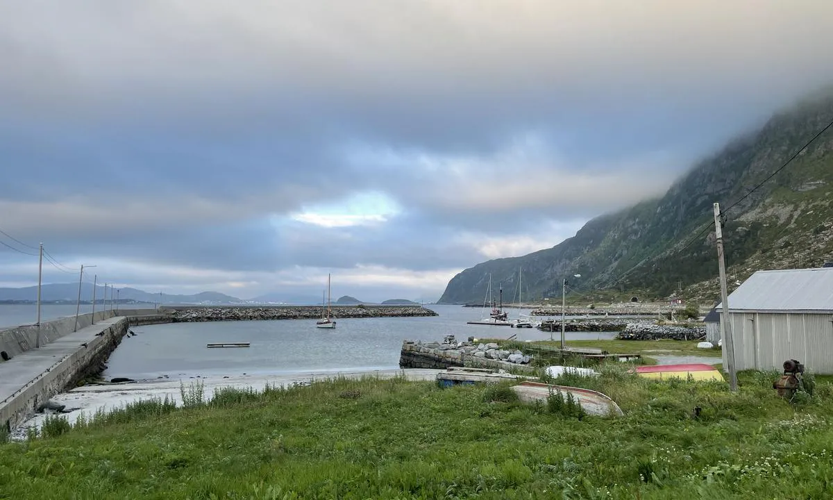 Alnes: Havna med en liten badestrand