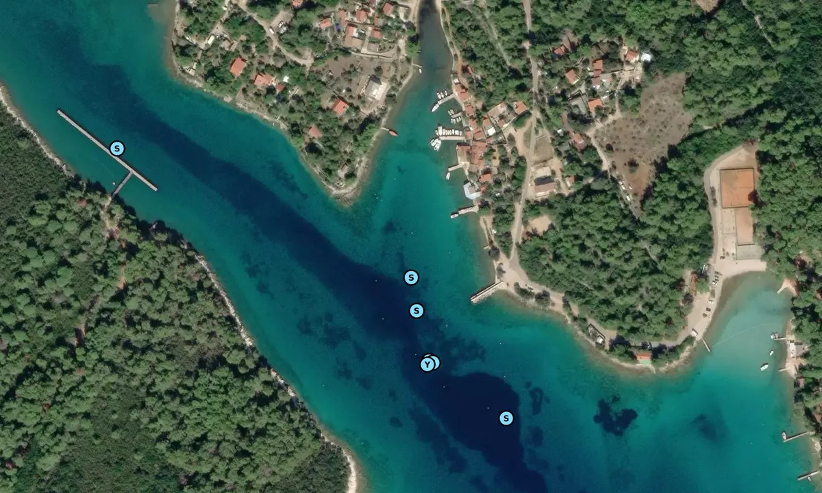 Satelite image of Anchorage Jadrišćica Buoys & Moorings