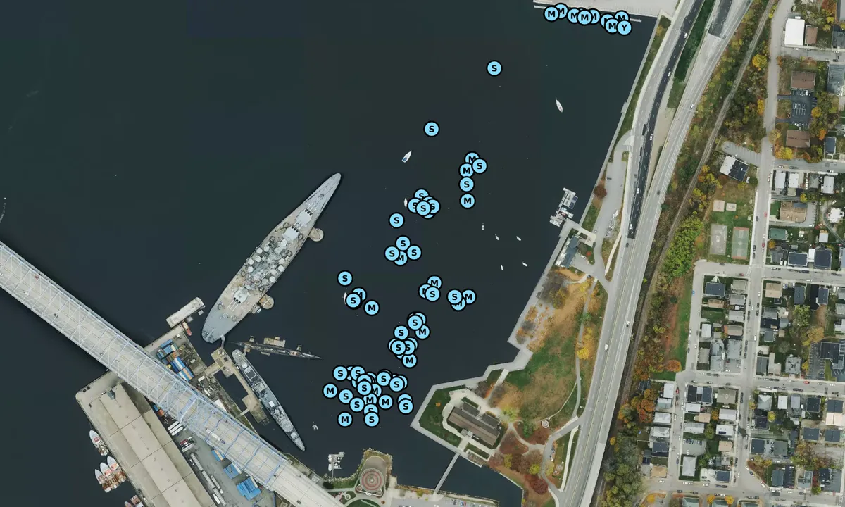 Satelite image of Battleship Cove Transient Moorings