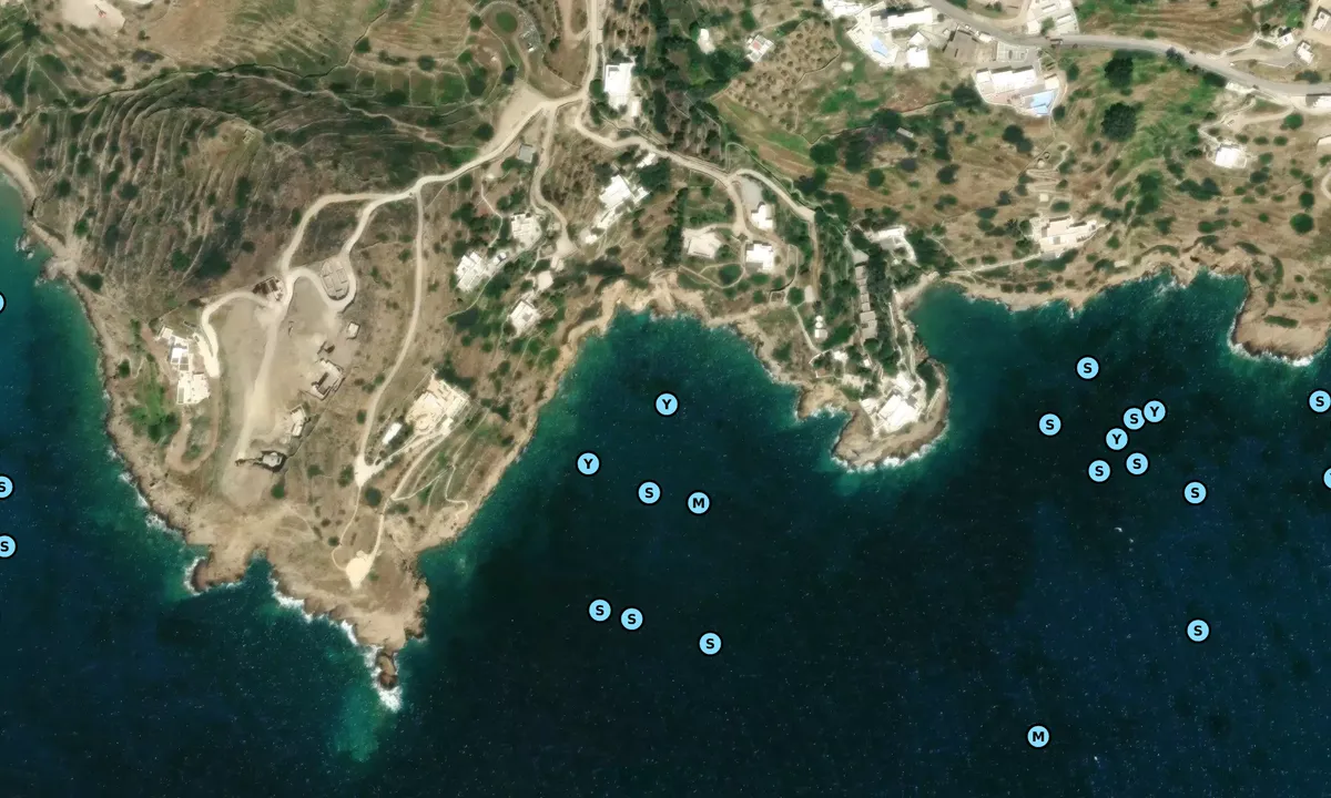 Satelite image of Bay west of Mylopotas Beach
