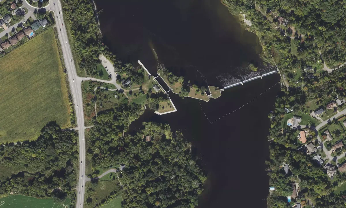 Satelite image of Black Rapids Lock 13 (Parks Canada)
