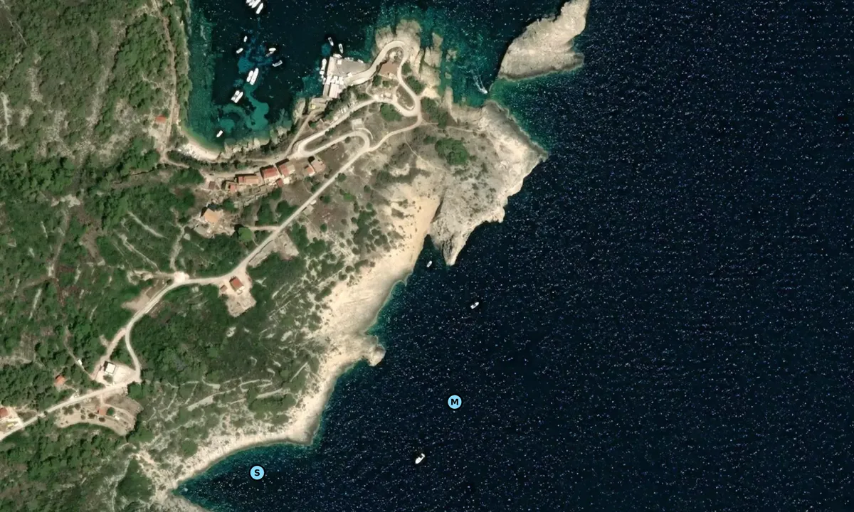 Satelite image of Blue Cave - Rotta Blu