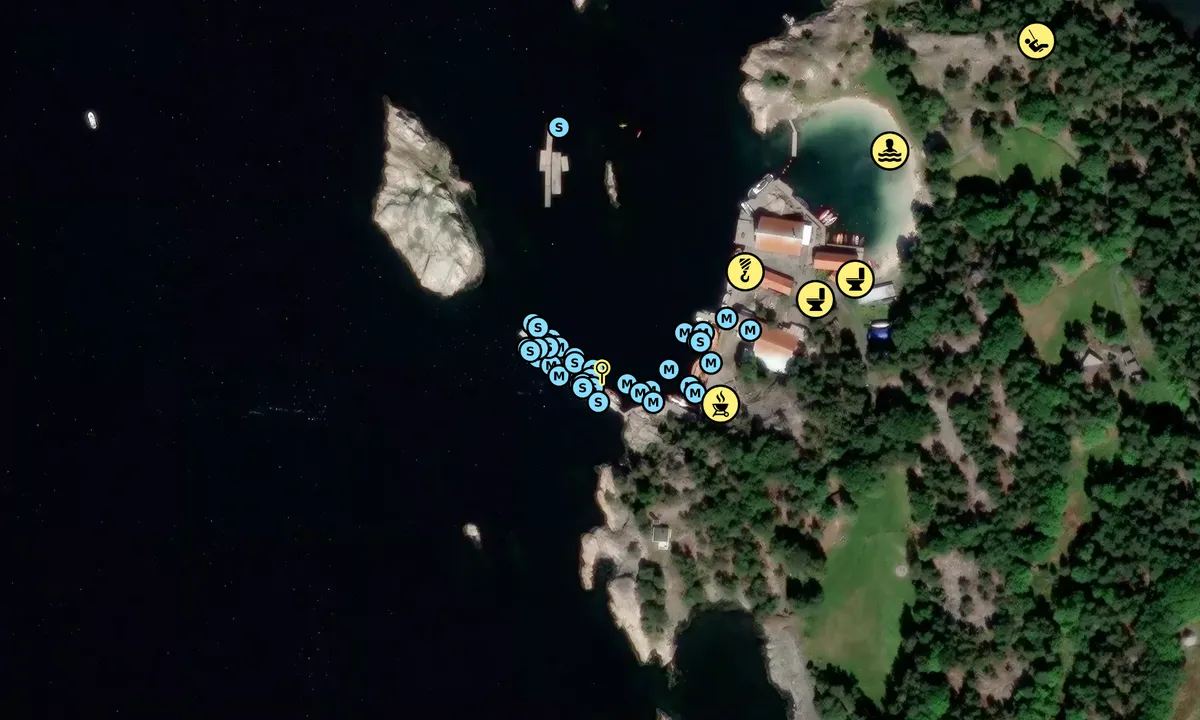 Satelite image of Bragdøya gjestehavn