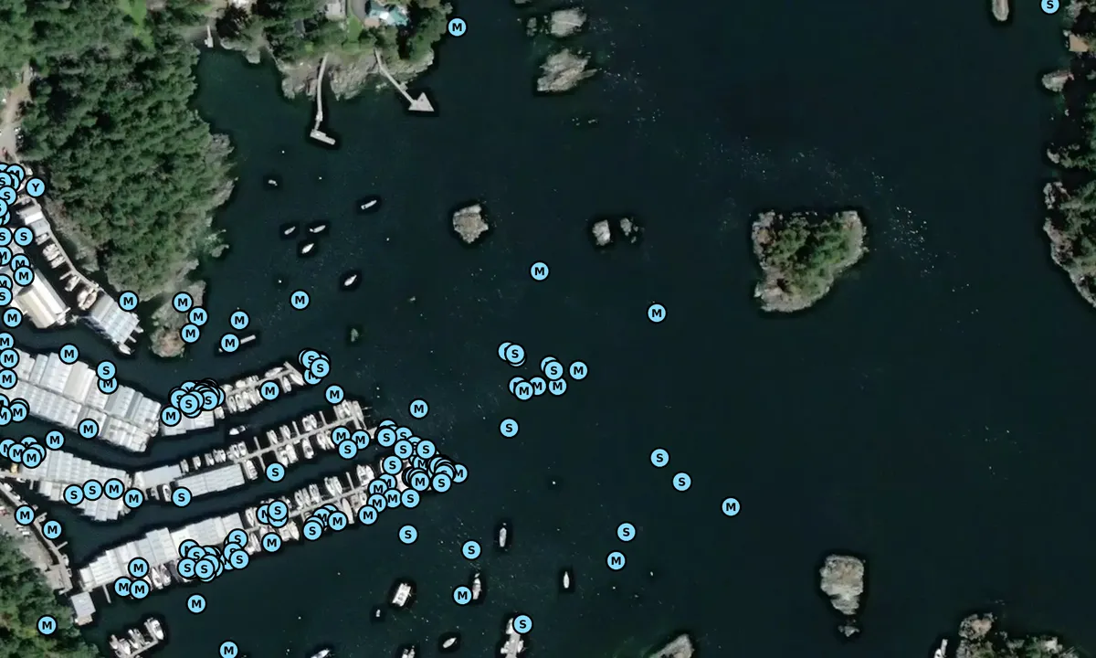 Satelite image of Canoe Cove Marina