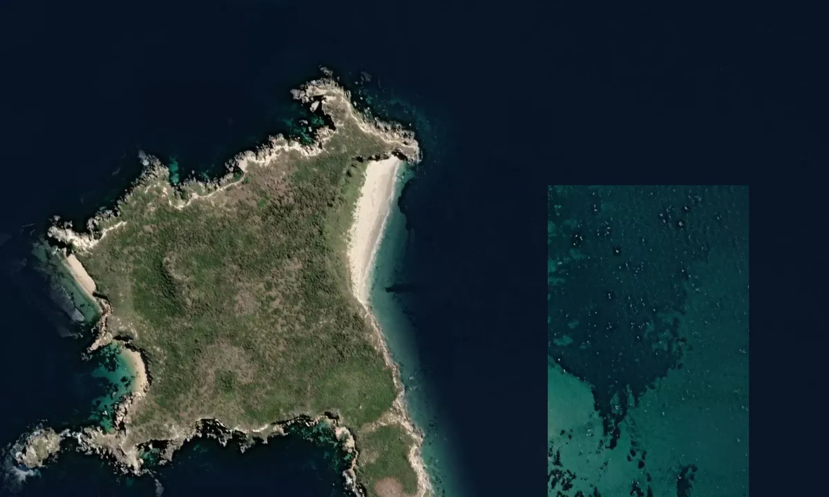 Flyfoto av Carnac Island