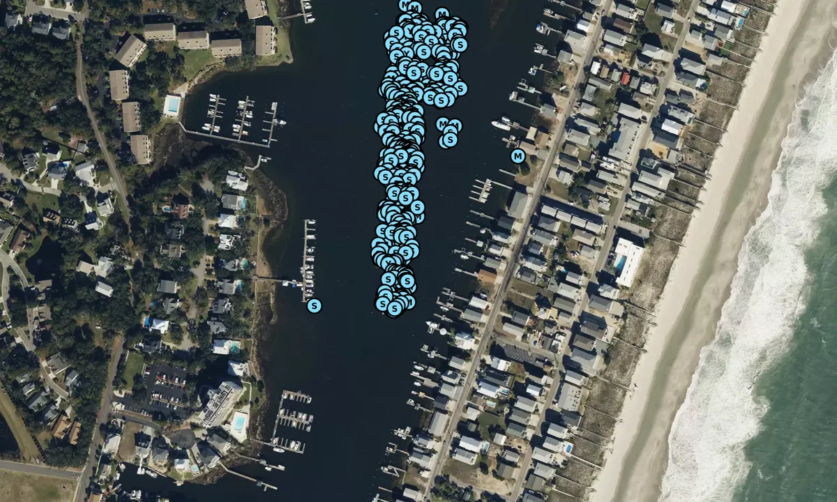 Satelite image of Carolina Beach Mooring Field