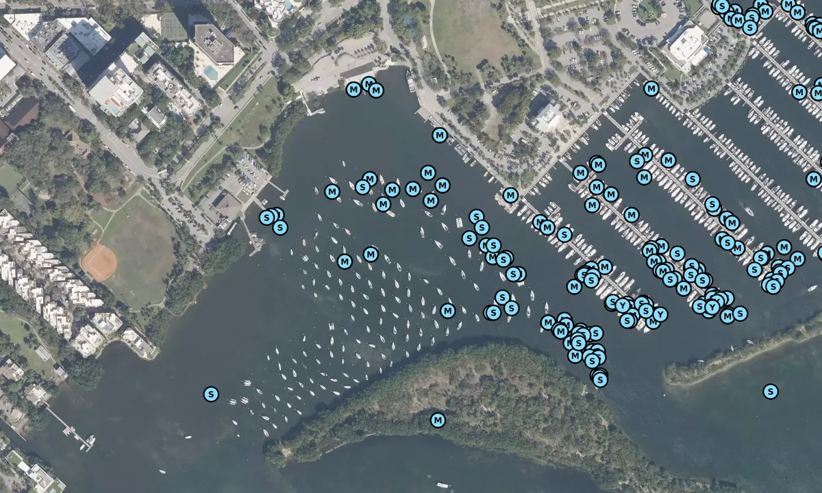 Satelite image of Coconut Grove Sailing Club (mooring field)