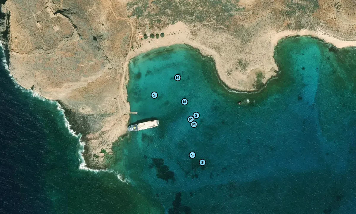 Satelite image of Dimitros shipwreck