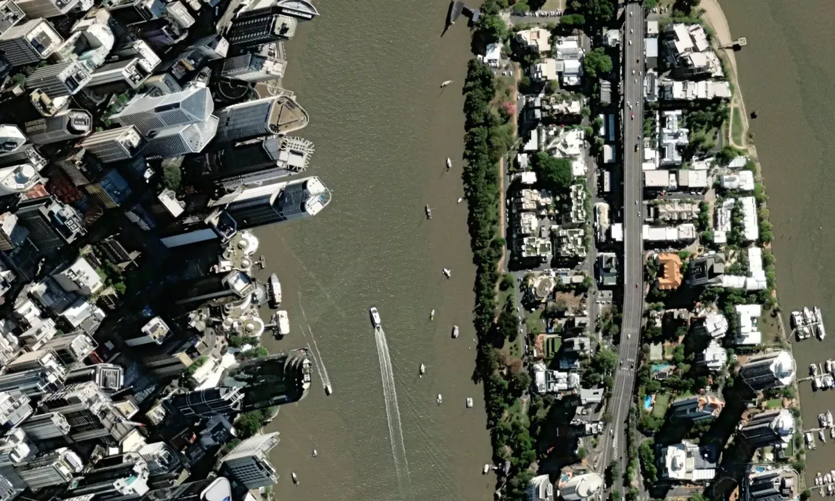 Flyfoto av Downtown Brisbane Beautiful