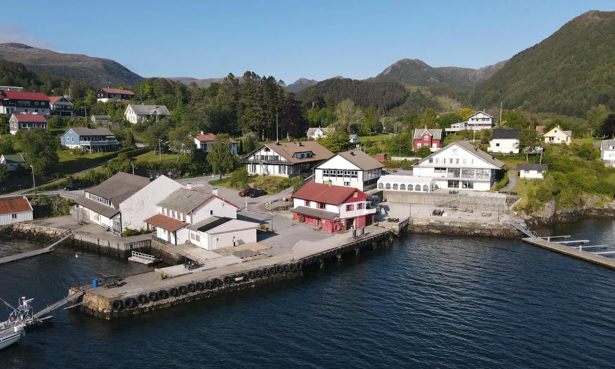 Eivindvik Gjestehavn: Fuel to the right, Grocery shop in building on left side. Fixed jetty are for comercial trafic.