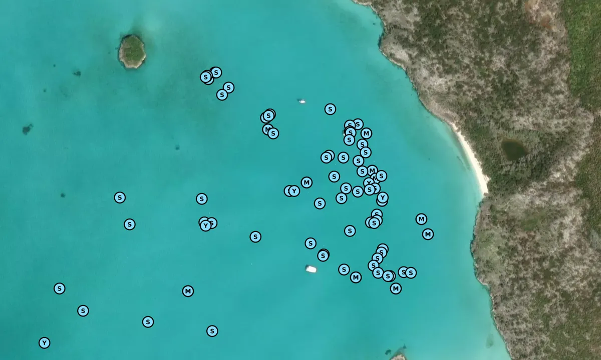 Satelite image of Emerald Rock Mooring Field (Exuma Cays Land & Sea 