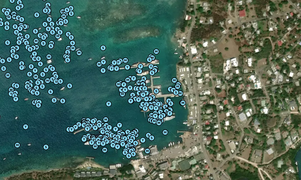 Satelite image of Falmouth Harbour Marina
