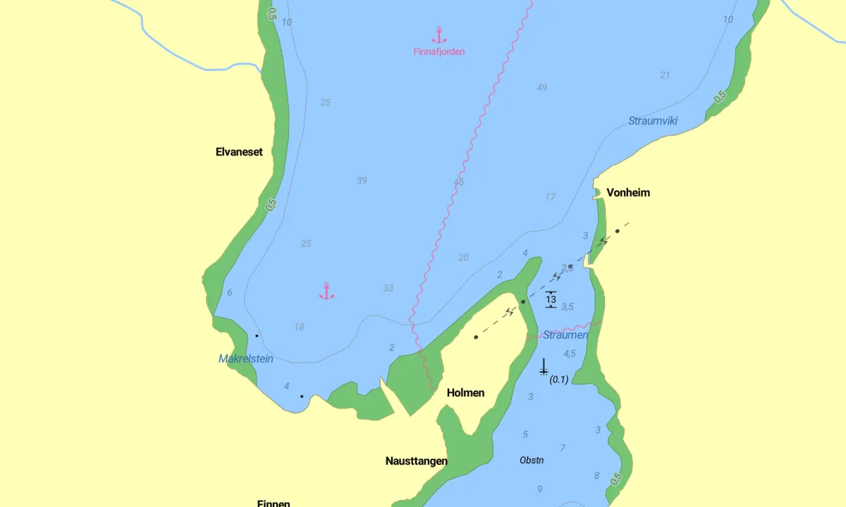 Finden ankringsplass: {"base": "no", "no": "Ved ankring m\u00e5 du v\u00e6re oppmerksom p\u00e5 sj\u00f8kabelen som g\u00e5r ut fra kaien og i fjorden", "se": "Vid f\u00f6rt\u00f6jning m\u00e5ste du vara uppm\u00e4rksam p\u00e5 sj\u00f6kabeln som g\u00e5r ut fr\u00e5n kajen och ut i fjorden", "en": "When anchoring, you must be aware of the submarine cable running from the quay and into the fjord", "da": "Ved ankring skal du v\u00e6re opm\u00e6rksom p\u00e5 s\u00f8kablet, som g\u00e5r ud fra kajen og ud i fjorden", "fr": "Lors de l'ancrage, vous devez faire attention au c\u00e2ble sous-marin qui part du quai et s'\u00e9tend dans le fjord", "de": "Beim Ankern m\u00fcssen Sie auf das Seekabel achten, das vom Kai aus in den Fjord verl\u00e4uft", "es": "Al fondear, debes tener cuidado con el cable submarino que sale del muelle y se adentra en el fiordo", "it": "Quando ancorate, dovete fare attenzione al cavo sottomarino che parte dalla banchina e si estende nel fiordo", "pt": "Ao ancorar, deve estar atento ao cabo submarino que parte do cais e se estende pela foz.", "nl": "Bij het ankeren moet u letten op de onderzeese kabel die vanaf de kade de fjord inloopt.", "pl": "Podczas kotwiczenia nale\u017cy zwraca\u0107 uwag\u0119 na kabel morski, kt\u00f3ry wychodzi z kei i biegnie wzd\u0142u\u017c fiordu", "uk": "\u041f\u0456\u0434 \u0447\u0430\u0441 \u043f\u043e\u0441\u0442\u0430\u043d\u043e\u0432\u043a\u0438 \u043d\u0430 \u044f\u043a\u0456\u0440 \u0441\u043b\u0456\u0434 \u0437\u0432\u0435\u0440\u0442\u0430\u0442\u0438 \u0443\u0432\u0430\u0433\u0443 \u043d\u0430 \u043f\u0456\u0434\u0432\u043e\u0434\u043d\u0438\u0439 \u043a\u0430\u0431\u0435\u043b\u044c, \u044f\u043a\u0438\u0439 \u0432\u0438\u0445\u043e\u0434\u0438\u0442\u044c \u0437 \u043f\u0440\u0438\u0447\u0430\u043b\u0443 \u0456 \u043f\u0440\u043e\u0445\u043e\u0434\u0438\u0442\u044c \u0443 \u0444\u0456\u043e\u0440\u0434\u0456", "ro": "La ancorare trebuie s\u0103 fii atent la cablul submarin care iese din chei \u0219i \u00een fiord", "tr": "Demirlerken, iskeleden \u00e7\u0131kan ve fiyorda giden denizalt\u0131 kablosuna dikkat etmelisiniz", "el": "\u039a\u03b1\u03c4\u03ac \u03c4\u03b7 \u03c1\u03af\u03c8\u03b7 \u03ac\u03b3\u03ba\u03c5\u03c1\u03b1\u03c2 \u03c0\u03c1\u03ad\u03c0\u03b5\u03b9 \u03bd\u03b1 \u03b5\u03af\u03c3\u03c4\u03b5 \u03c0\u03c1\u03bf\u03c3\u03b5\u03ba\u03c4\u03b9\u03ba\u03bf\u03af \u03bc\u03b5 \u03c4\u03bf \u03c5\u03c0\u03bf\u03b8\u03b1\u03bb\u03ac\u03c3\u03c3\u03b9\u03bf \u03ba\u03b1\u03bb\u03ce\u03b4\u03b9\u03bf \u03c0\u03bf\u03c5 \u03b5\u03ba\u03c4\u03b5\u03af\u03bd\u03b5\u03c4\u03b1\u03b9 \u03b1\u03c0\u03cc \u03c4\u03b7\u03bd \u03b1\u03c0\u03bf\u03b2\u03ac\u03b8\u03c1\u03b1 \u03ba\u03b1\u03b9 \u03bc\u03ad\u03c3\u03b1 \u03c3\u03c4\u03bf\u03bd \u03ba\u03cc\u03bb\u03c0\u03bf", "cs": "P\u0159i kotven\u00ed mus\u00edte b\u00fdt pozorn\u00ed na mo\u0159sk\u00fd kabel, kter\u00fd vede z mola a do fjordu", "hu": "Horgonyz\u00e1skor figyelni kell a kik\u00f6t\u0151b\u0151l a fjordba kivezet\u0151 tengeri k\u00e1belre", "fi": "Ankkuroinnin yhteydess\u00e4 on oltava tarkkana satamasta l\u00e4htev\u00e4n ja vuonossa kulkevan merenalaisen kaapelin suhteen.", "bg": "\u041f\u0440\u0438 \u0430\u043a\u043e\u0441\u0442\u0438\u0440\u0430\u043d\u0435 \u0442\u0440\u044f\u0431\u0432\u0430 \u0434\u0430 \u0431\u044a\u0434\u0435\u0442\u0435 \u0432\u043d\u0438\u043c\u0430\u0442\u0435\u043b\u043d\u0438 \u0441\u044a\u0441 \u043c\u043e\u0440\u0441\u043a\u0438\u044f \u043a\u0430\u0431\u0435\u043b, \u043a\u043e\u0439\u0442\u043e \u0438\u0437\u043b\u0438\u0437\u0430 \u043e\u0442 \u043a\u0435\u0439\u0430 \u0438 \u0432\u043b\u0438\u0437a \u0432\u044a\u0432 \u0444\u0438\u043e\u0440\u0434\u0430", "sr": "\u041f\u0440\u0438 \u0430\u043d\u043a\u0440\u0430\u045a\u0443 \u043e\u0431\u0440\u0430\u0442\u0438\u0442\u0435 \u043f\u0430\u0436\u045a\u0443 \u043d\u0430 \u043c\u043e\u0440\u0441\u043a\u0438 \u043a\u0430\u0431\u043b \u043a\u043e\u0458\u0438 \u0438\u0434\u0435 \u043e\u0434 \u043a\u0435\u0458\u0430 \u0438 \u0443 \u0444\u0458\u043e\u0440\u0434\u0443", "et": "Ankurdamisel tuleb olla t\u00e4helepanelik kai juurest s\u00f5idutee suunas kulgeva merekaabli suhtes.", "lv": "Piem\u0113rojot enkuro\u0161anos, j\u0101seko l\u012bdzi j\u016bras kabe\u013cam, kas stiepjas no piest\u0101tnes un gar l\u012bci.", "lt": "Prie \u012frengiant inkar\u0105 reikia atkreipti d\u0117mes\u012f \u012f j\u016brin\u012f kabel\u012f, einant\u012f nuo krantin\u0117s \u012f fiord\u0105"}