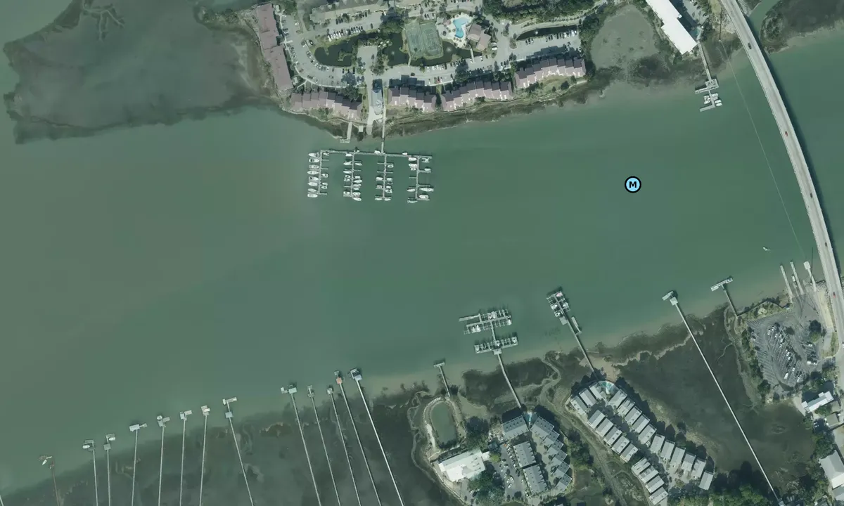 Satelite image of Folly Beach - Anchoring no longer allowed