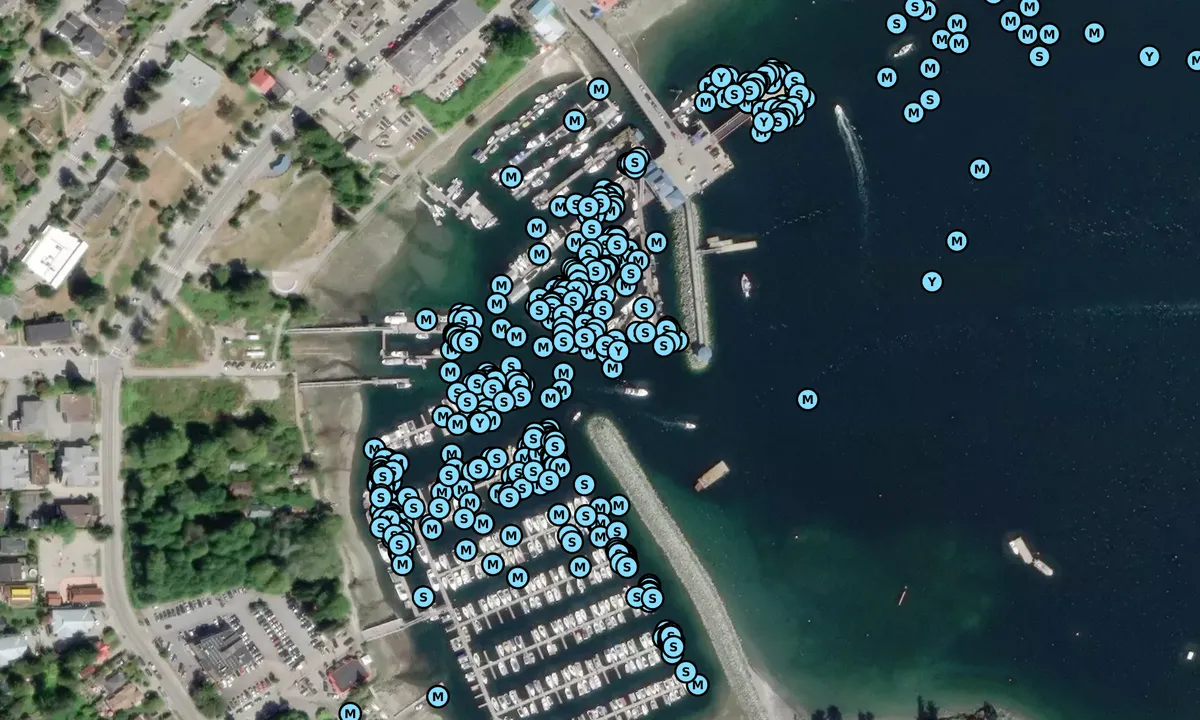 Satelite image of Gibsons Marina