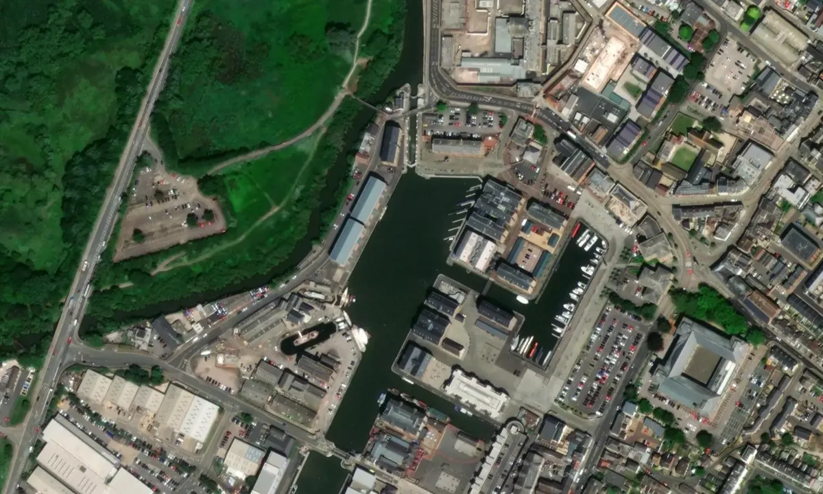 Flyfoto av Gloucester Docks