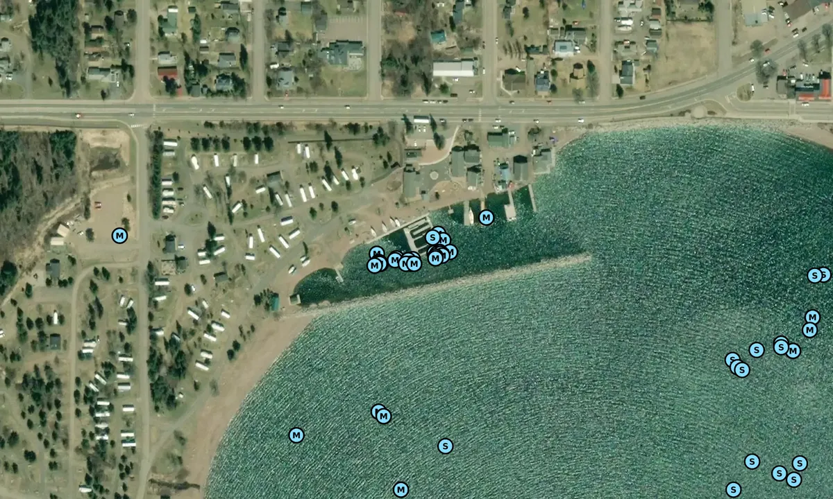 Satelite image of Grand Marais Campground and Marina
