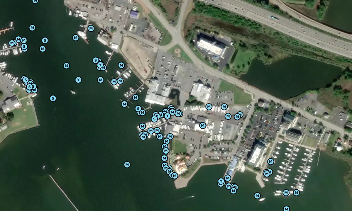 Satelite image of Harrisons Yacht Basin