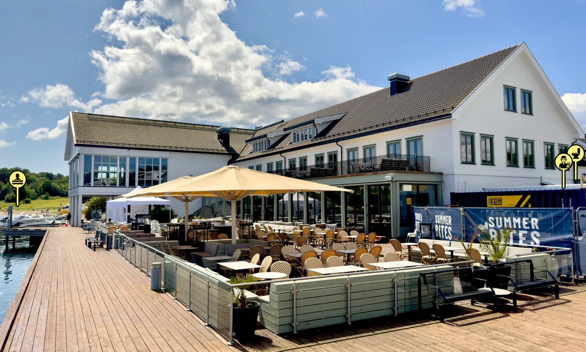 Havna Gjestebrygge ligger rett ved Havna Tjøme Hotels nyoppussede restaurant
