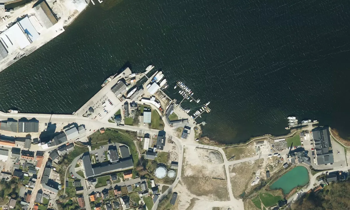 Flyfoto av Hobro Både- og Fiskerihavn