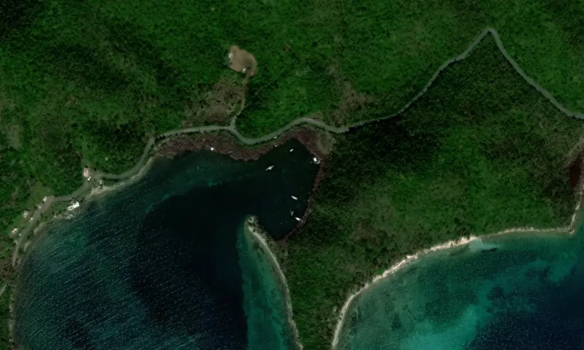 Satelite image of Hurricane Hole - Coral Bay