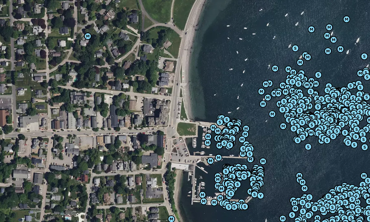 Satelite image of Jamestown Yacht Club