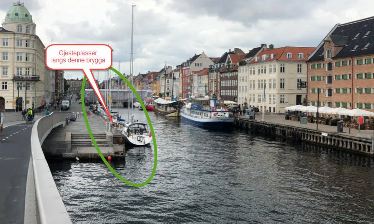 København Nyhavn: Meget sentral plassering på denne gjestehavna.