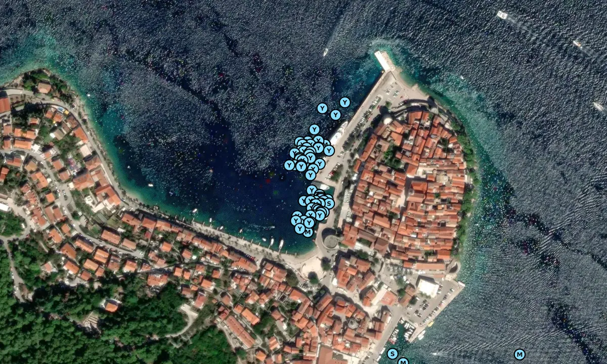 Satelite image of Korcula City Harbor
