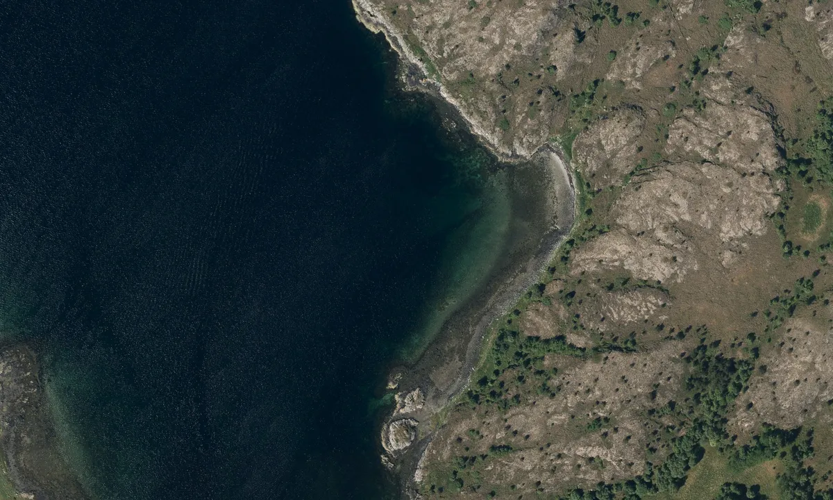 Flyfoto av Langstranda  Vedøya vest