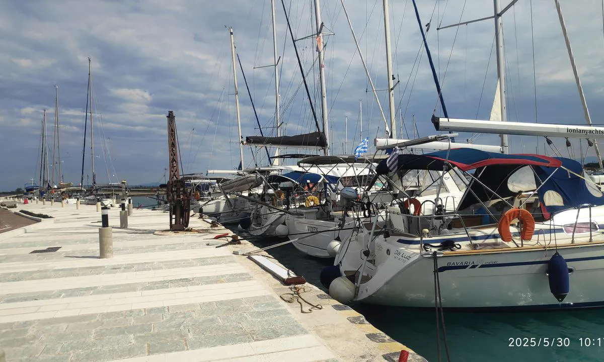 Lefkada Municipal Mooring: Mooring at old fuel supplies, currently not operational due to public works, 2025.
