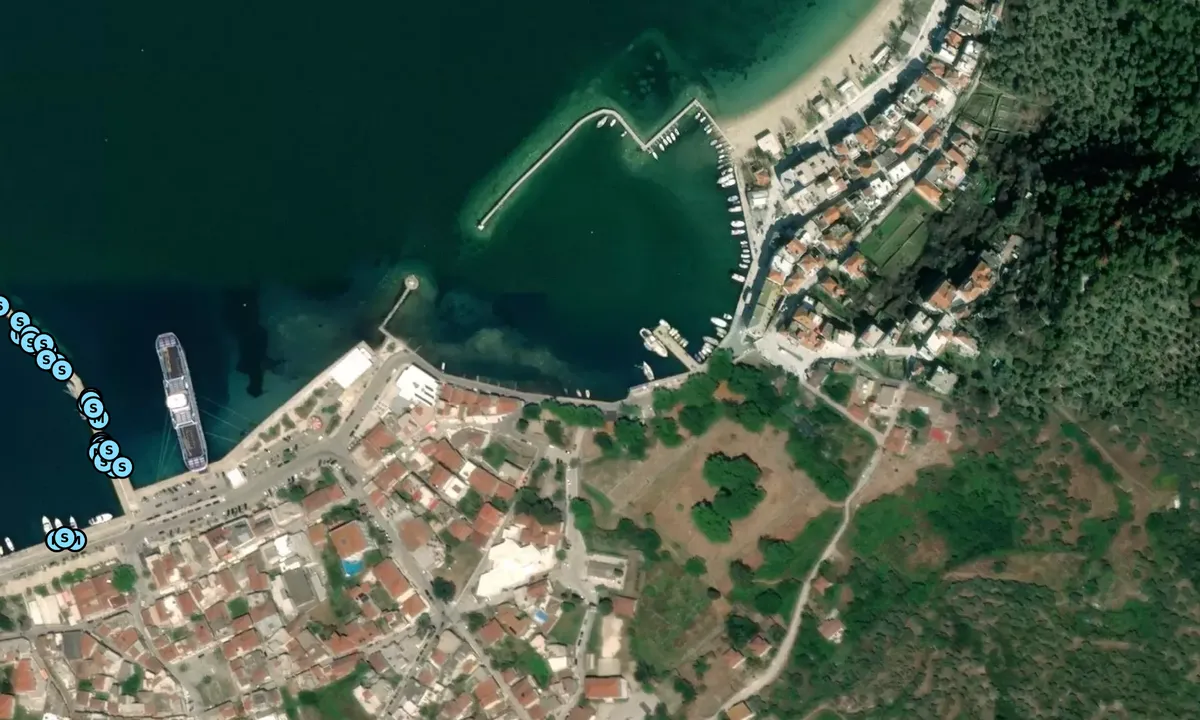 Satelite image of Limenas town old harbour