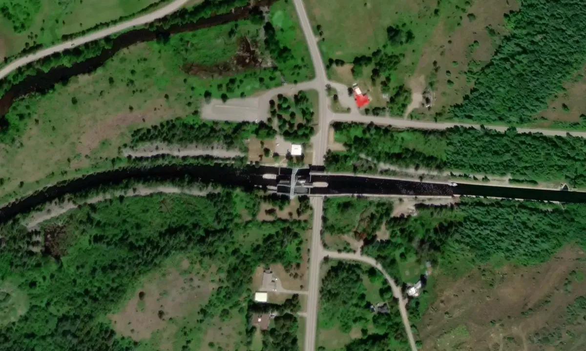 Satelite image of Lock 36, Kirkfield Lift Lock, Parks Canada
