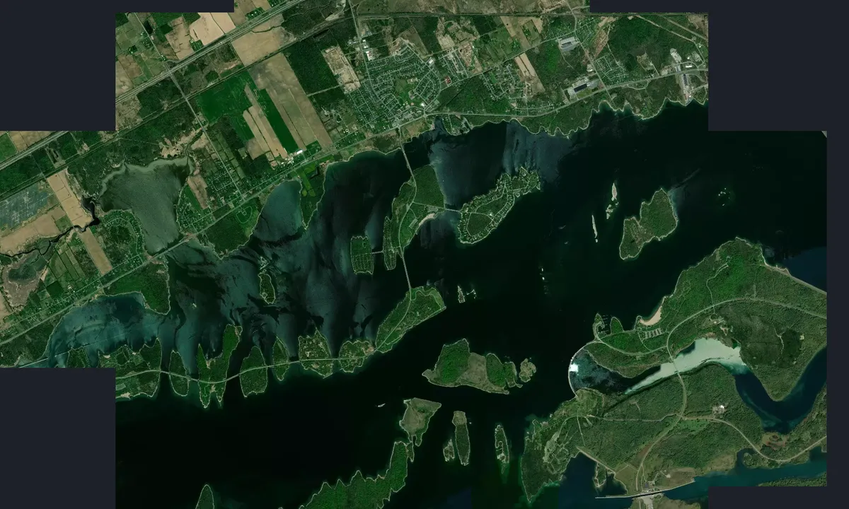 Flyfoto av Long Sault
