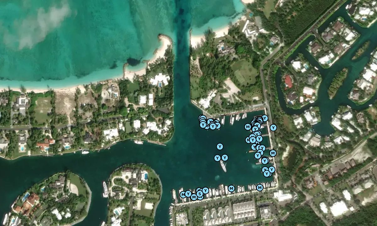 Satelite image of Lyford Cay Club Marina