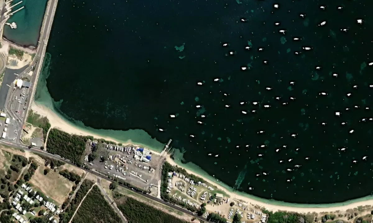 Flyfoto av Mangles Bay mooring area