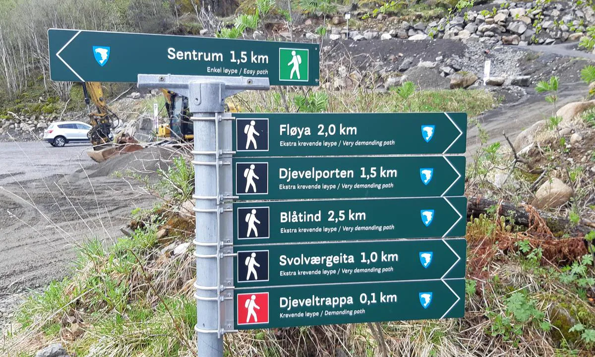 Marinepollen - Svolvær: Skilt over de forskjellige turene.