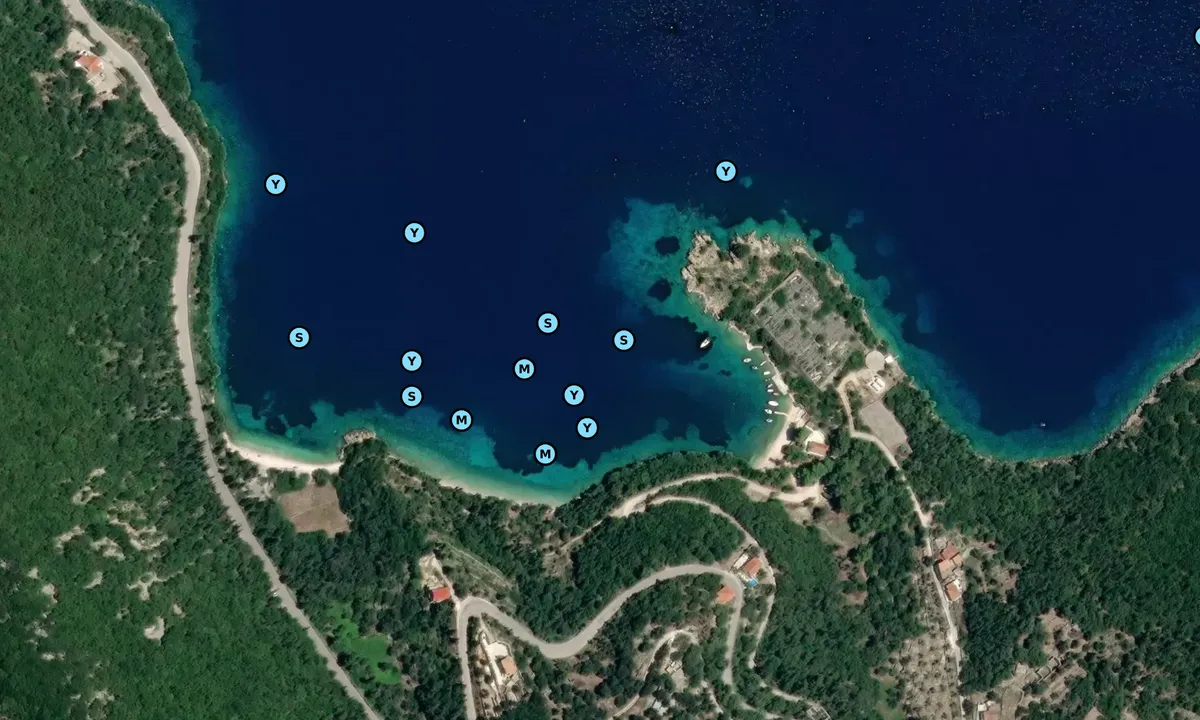 Satelite image of Mavrona Beach/ Frikes Bay