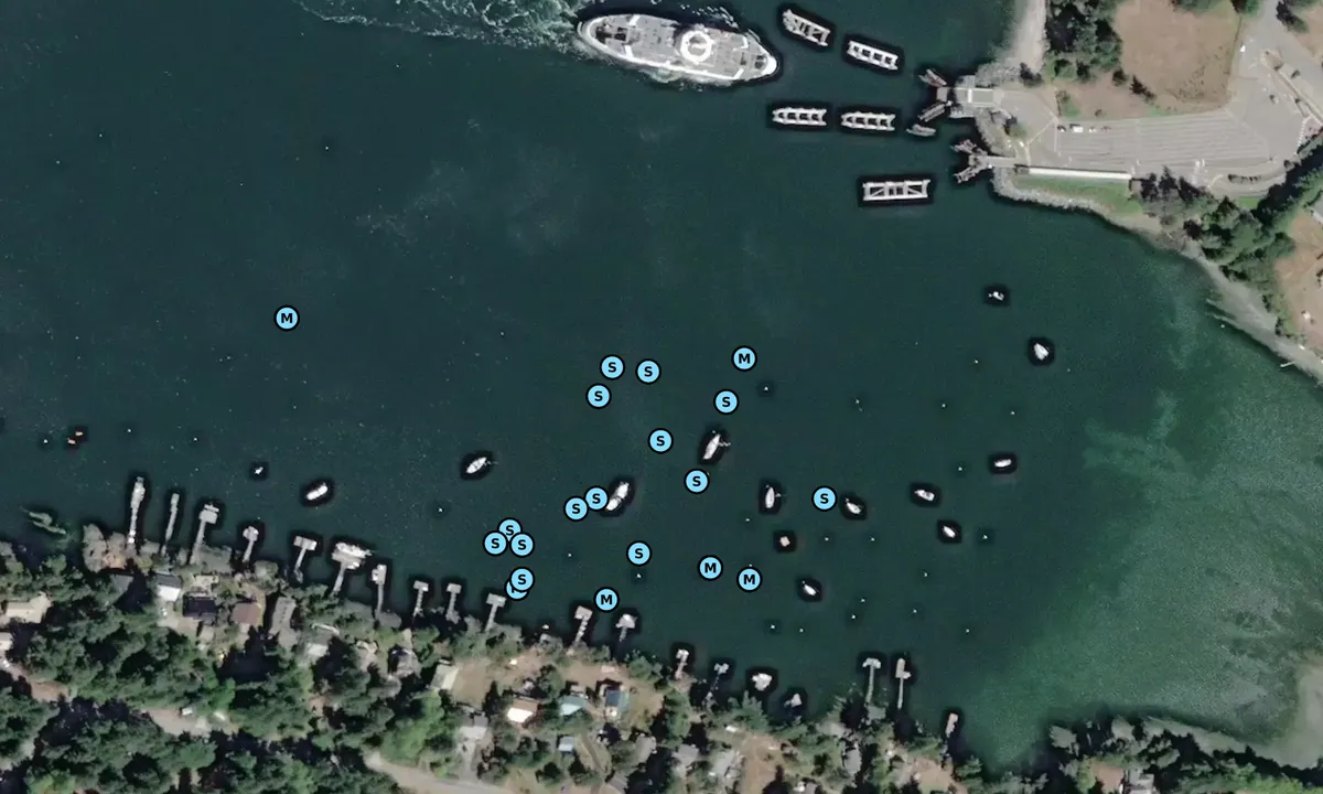 Satelite image of Mayne Island - Village Bay