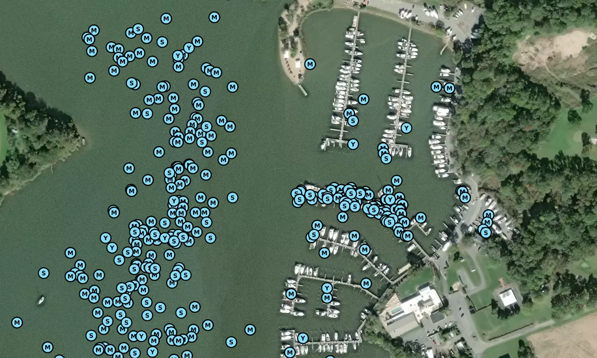 Satelite image of Mears Great Oak Landing Marina Resort