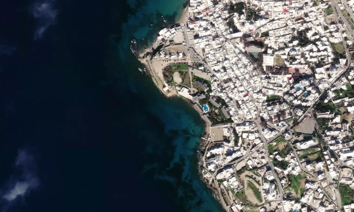 Flyfoto av Megali Ammos Bay - Mykonos