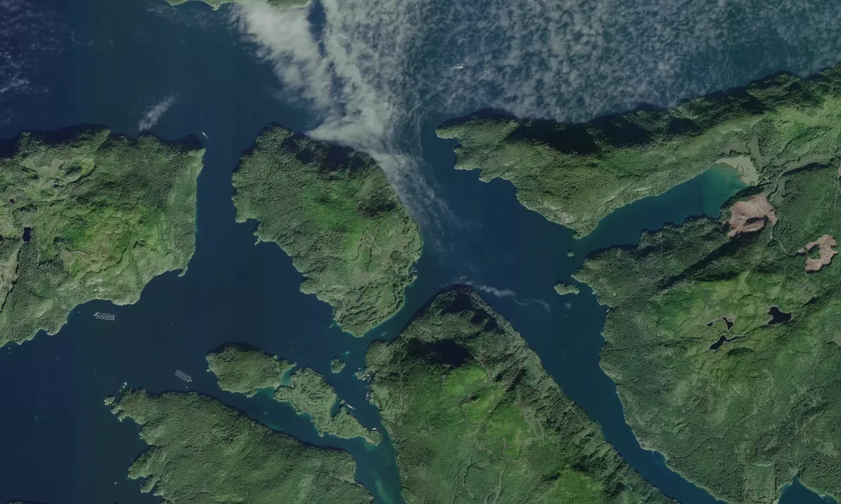 Flyfoto av Minstrel Island