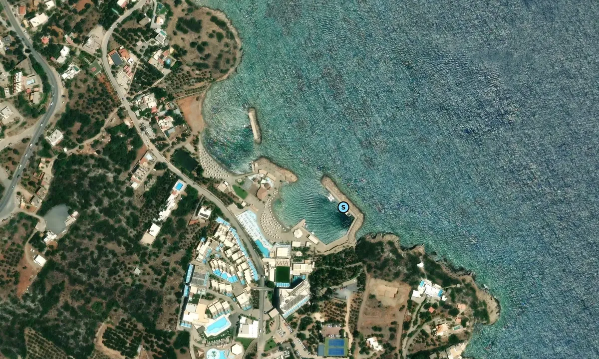 Satelite image of Mirabello Beach and Village