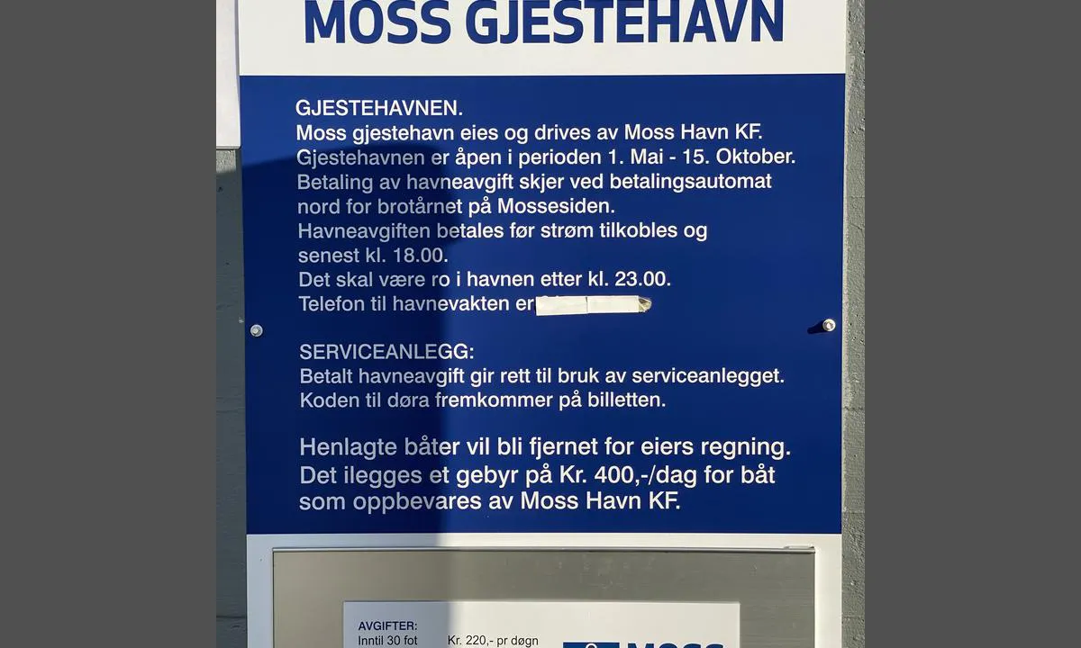 Infotavle fra Moss Havn.