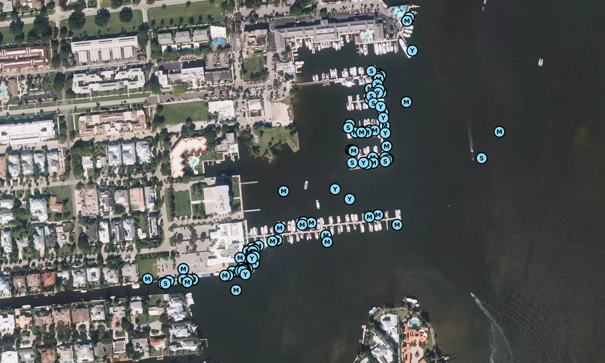 Satelite image of Naples City Dock (moorings)