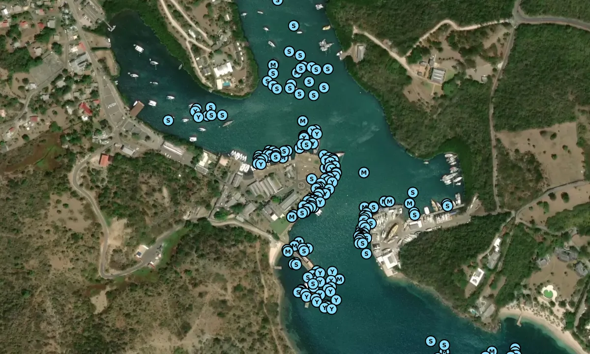 Satelite image of Nelson's Dockyard Marina