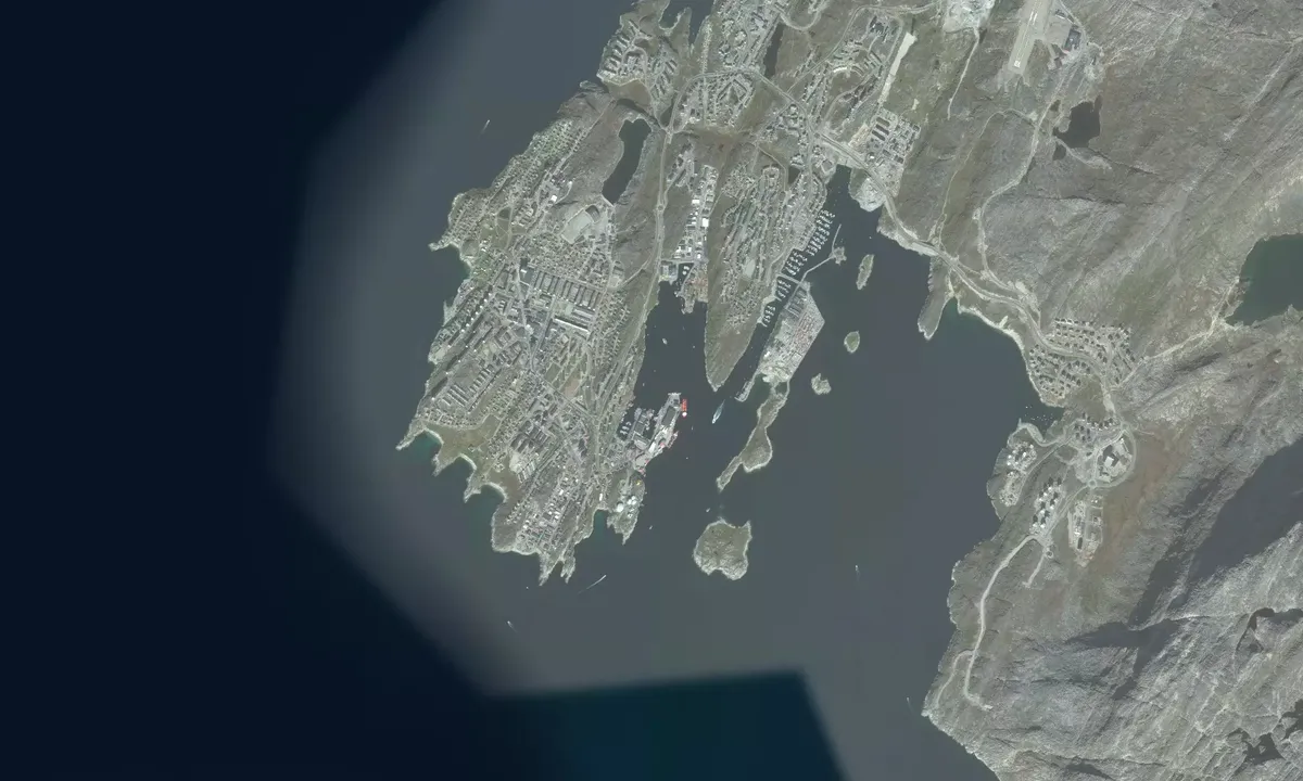 Flyfoto av Nuuk Baadehavn