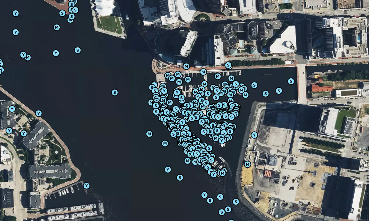 Satelite image of Oasis Marinas at Harbor East Marina