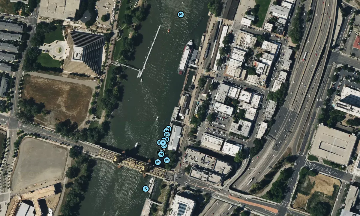 Satelite image of Old Sacramento Boat Docks