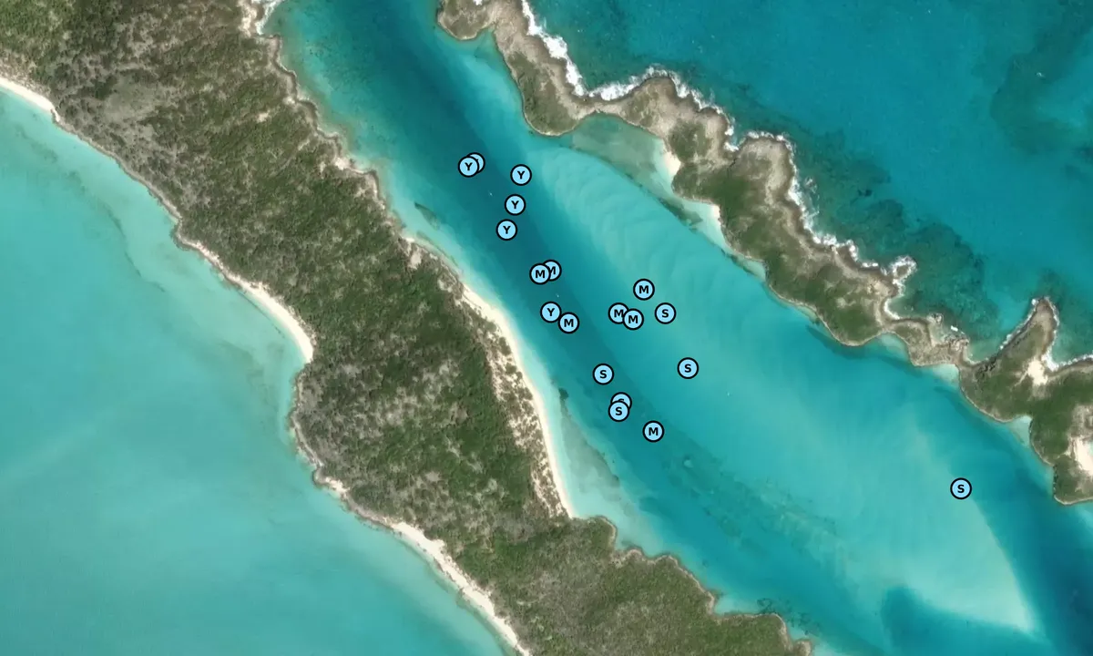 Satelite image of Pirate's Lair / WW South Mooring Field (Exuma Cays