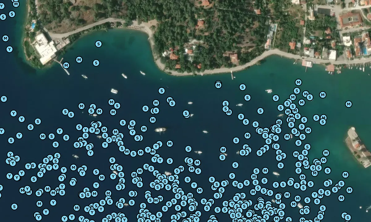 Satelite image of Poros bay anchorage